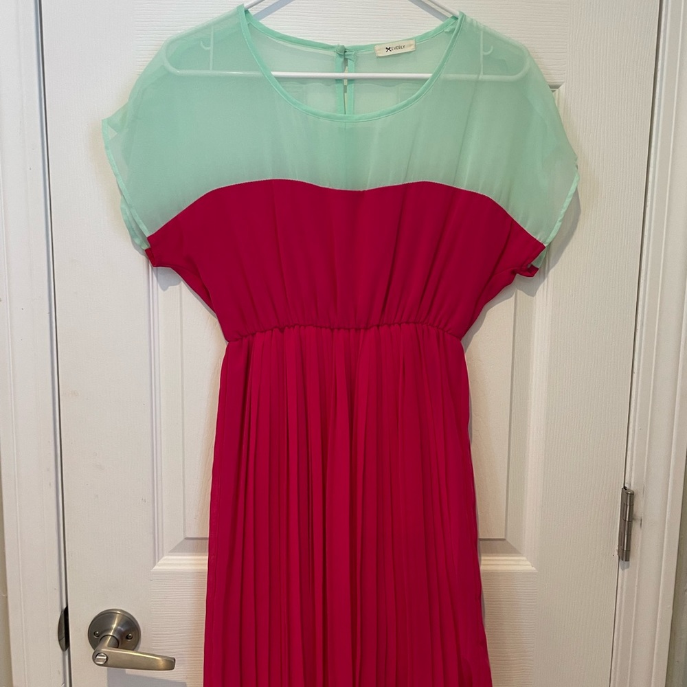 Everly Turquoise & Pink Dress - Size Small.